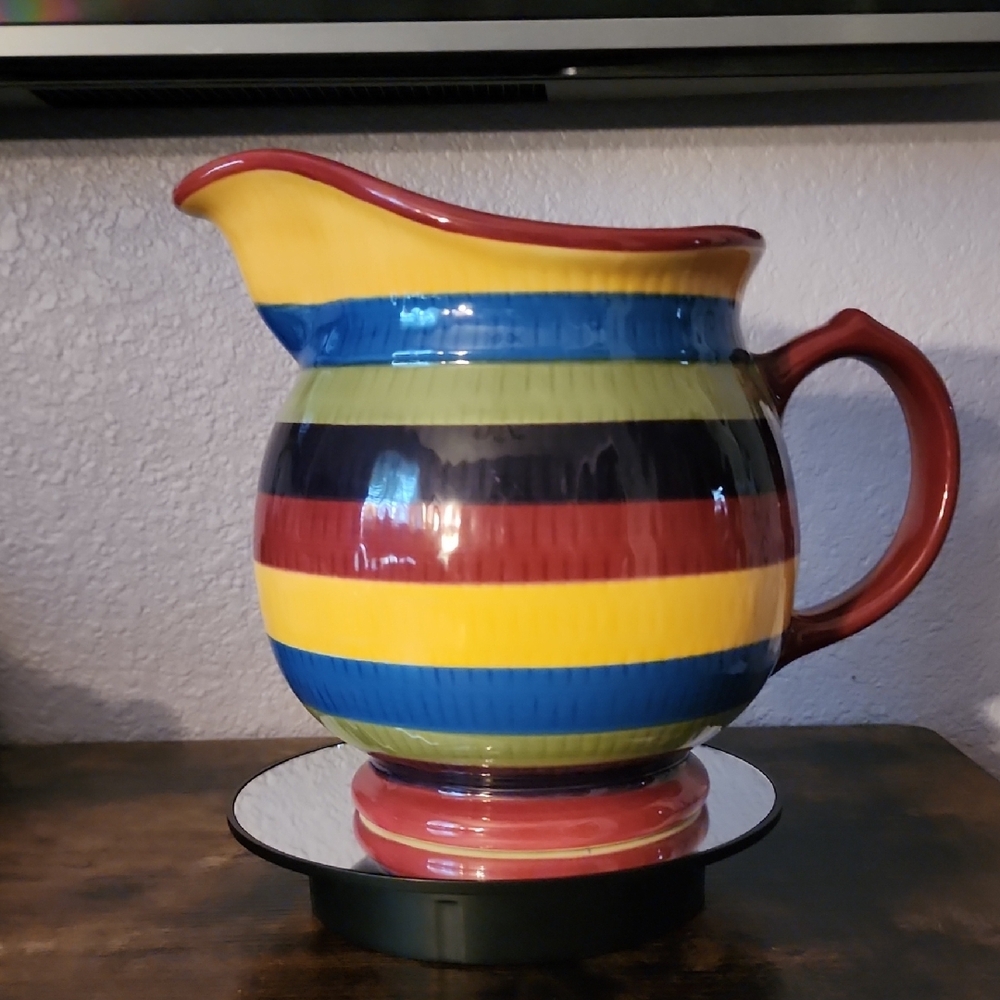 Longaberger Striped Ceramic Pitcher